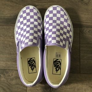 Vans purple checkered slip on sneakers